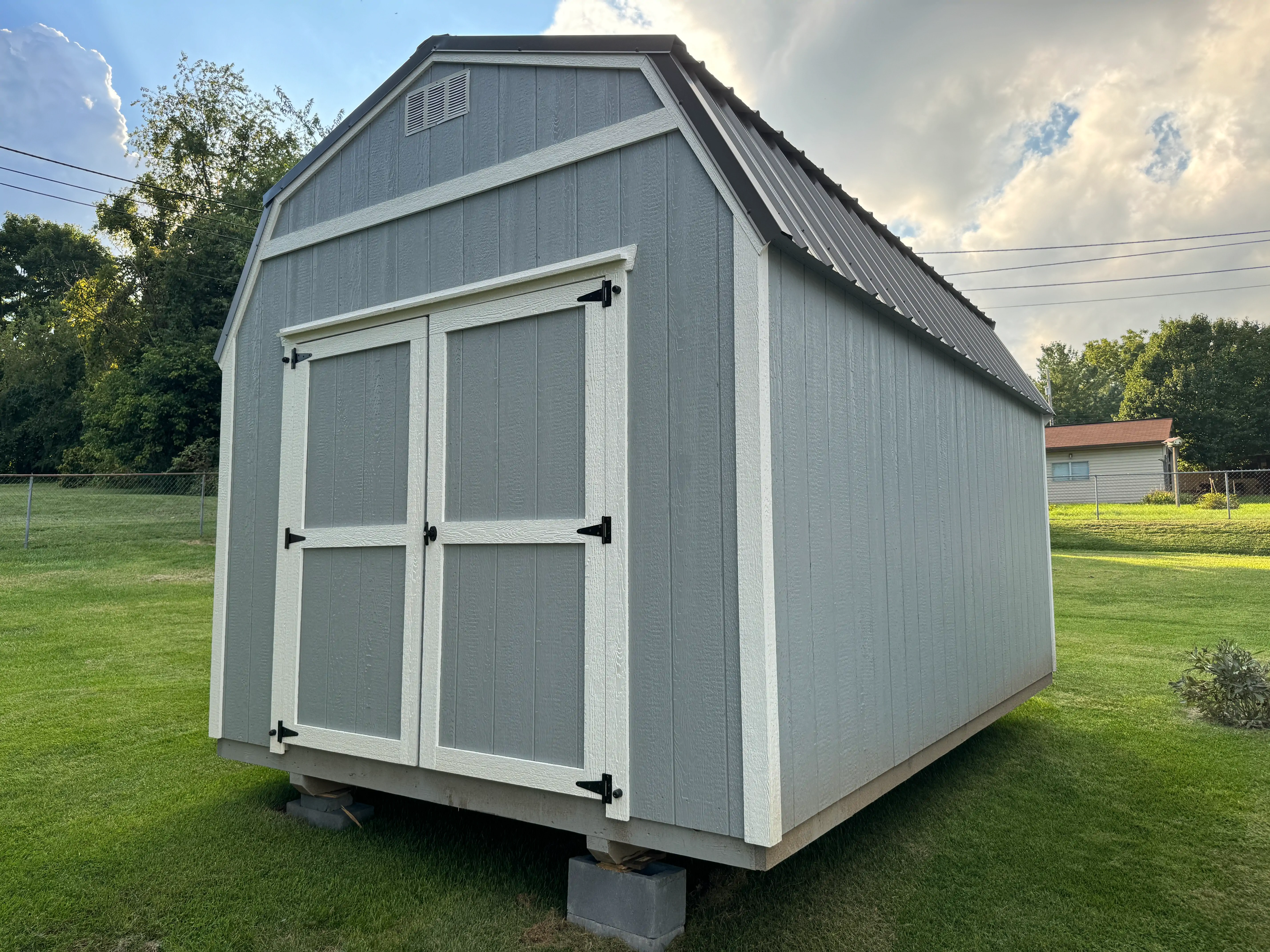 A variety of portable storage buildings for different uses.