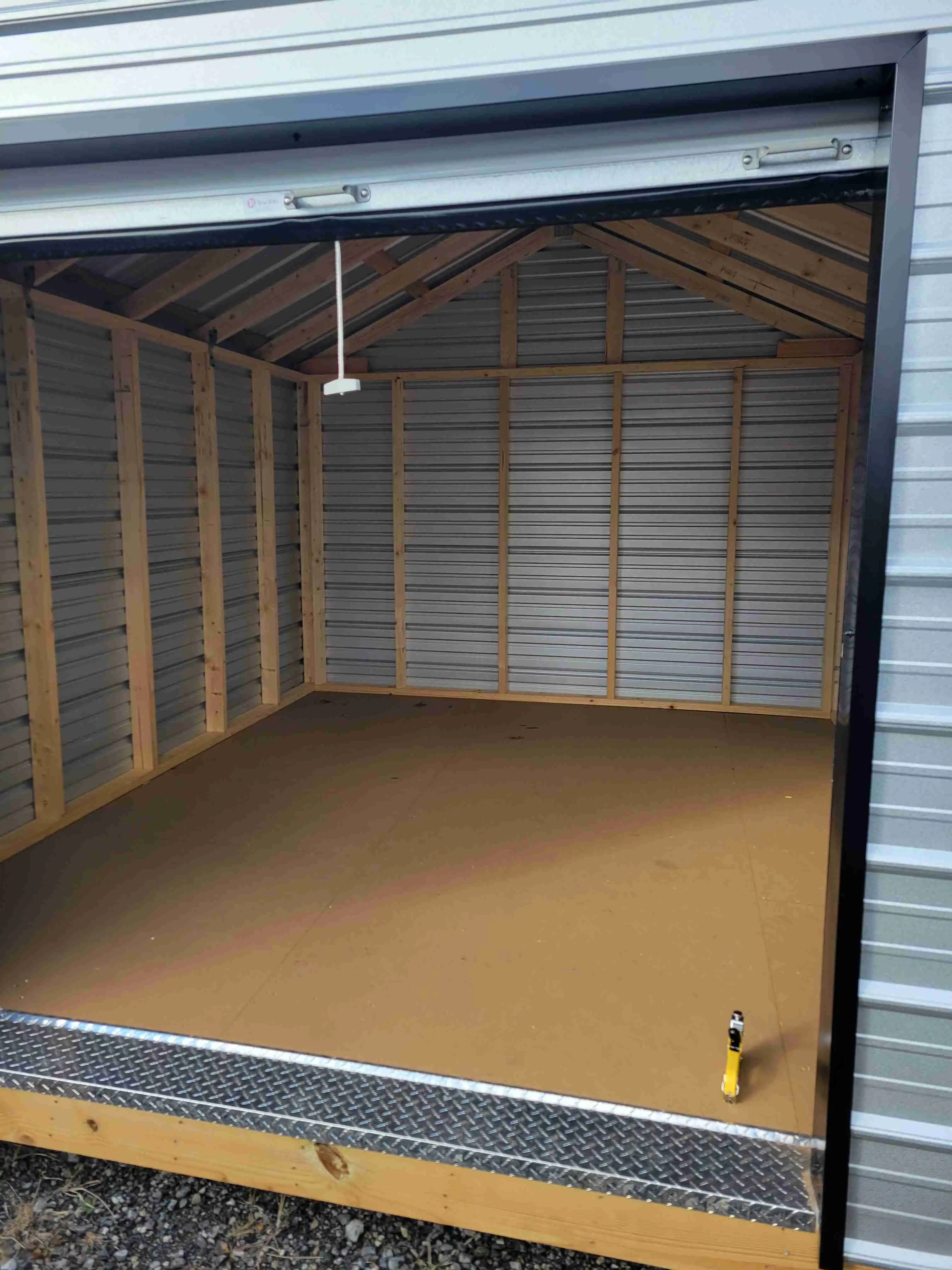Interior shot of utility shed