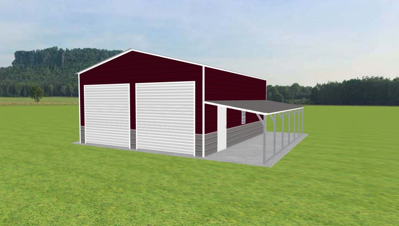 Garage with Lean To 24 x 30 x 12 — photo 1