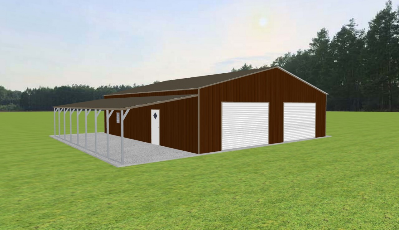2 Car Garage with Lean To 38 x 40 x 10 — photo 1