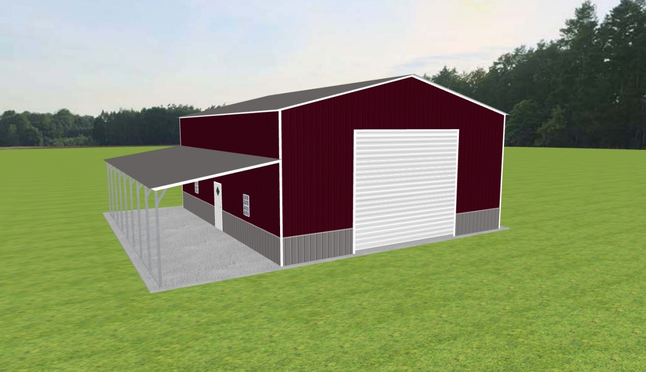 Garage with Lean To 34 x 40 x 16 — photo 1