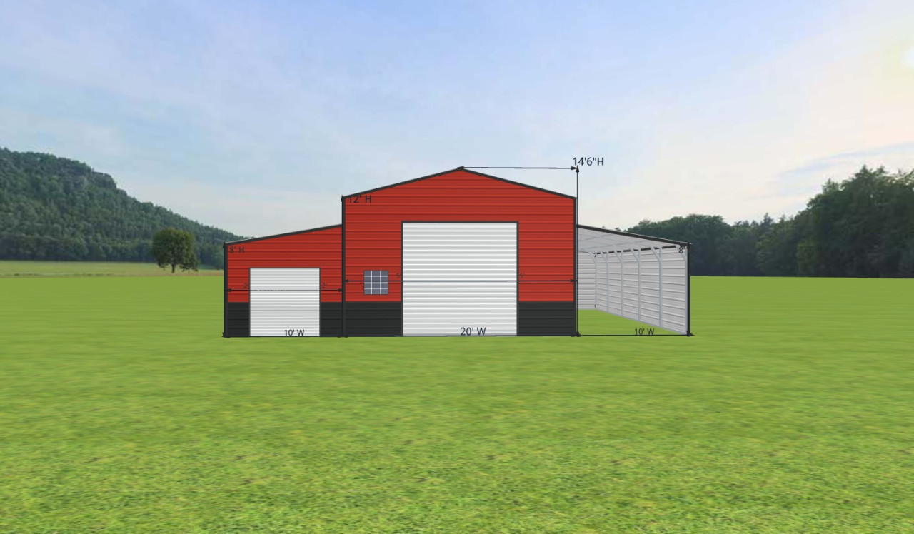 Step Down Barn 20 x 25 x 12, 20' x 25' x 12' metal barn