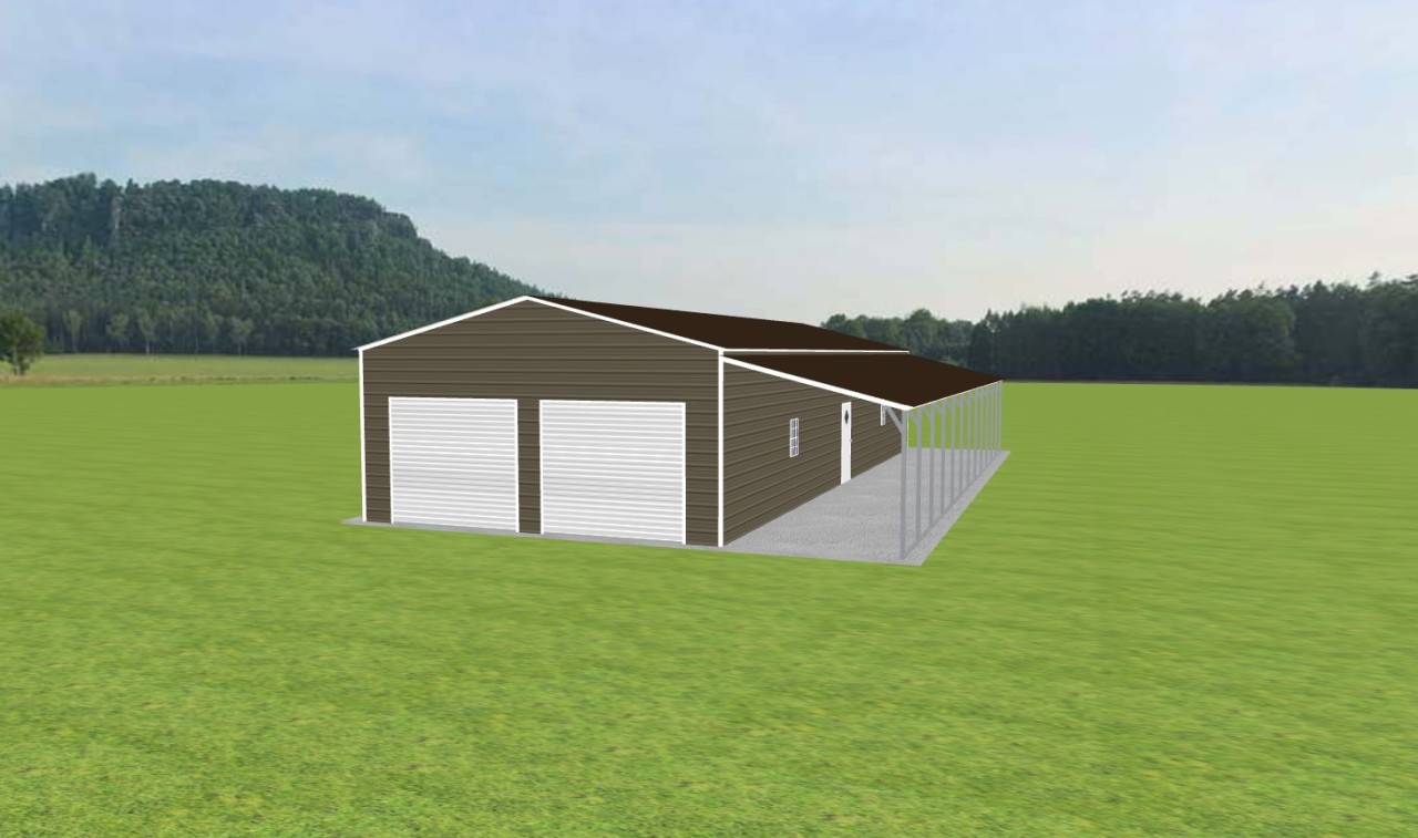 Metal Garage with Lean To 24 x 60 x 11 — photo 1