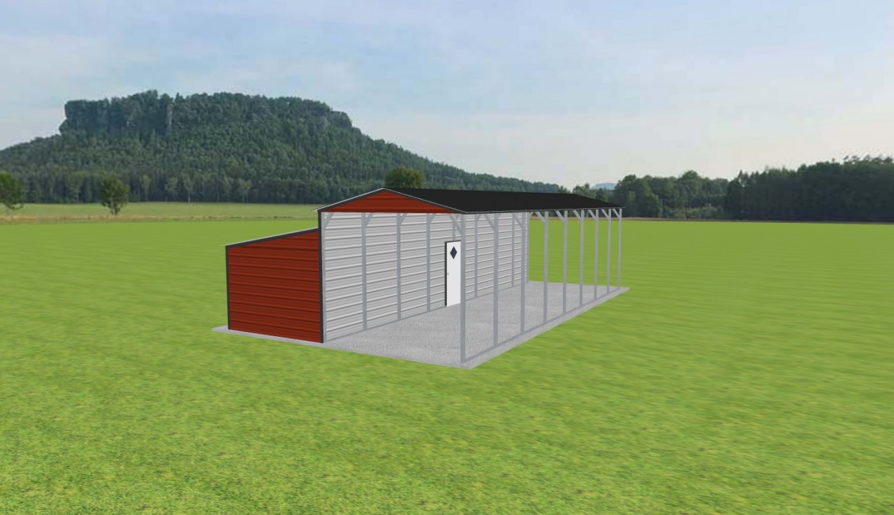 Carport with Storage 12 x 40 x 10, 12' x 40' x 10' metal carport