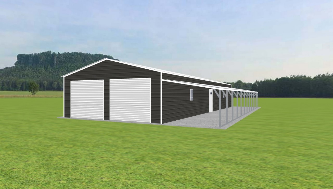 2 Car Garage with Lean To 24 x 60 x 9 — photo 1