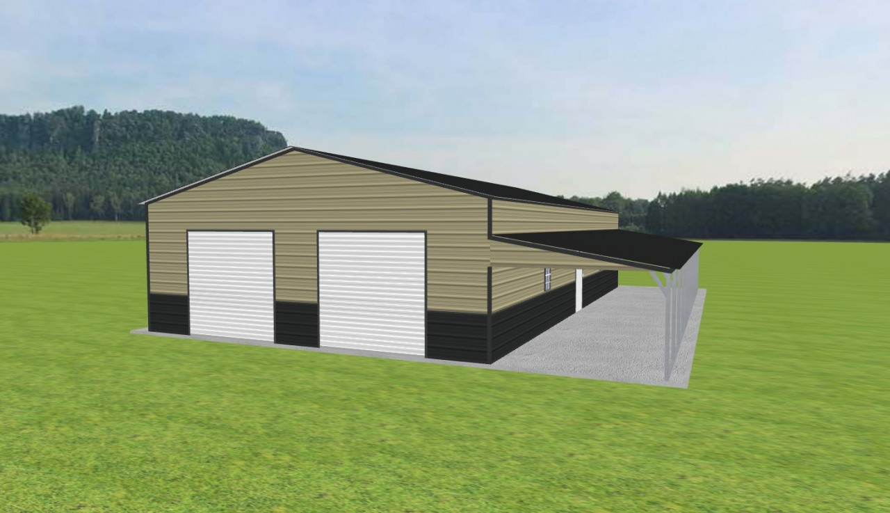 Double Bay Garage with Lean To 28 x 50 x 10 — photo 1