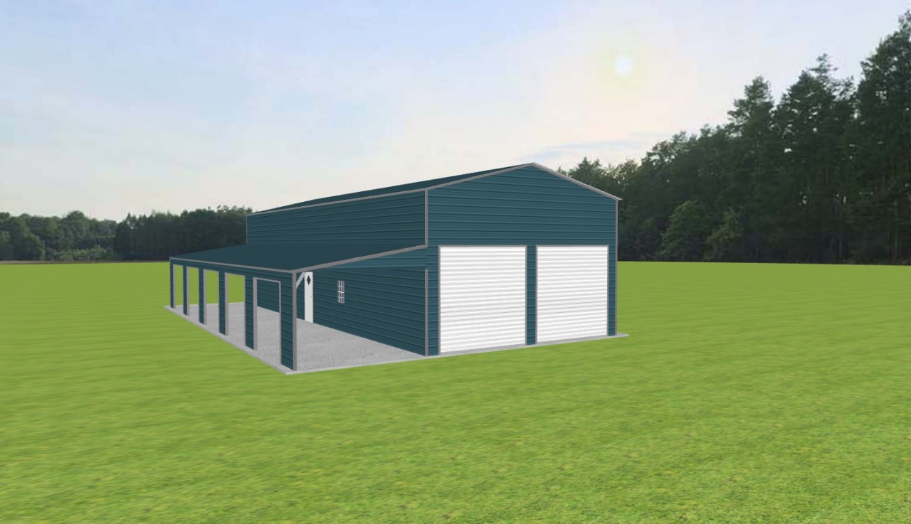 Garage with Lean To 24 x 60 x 15 — photo 1