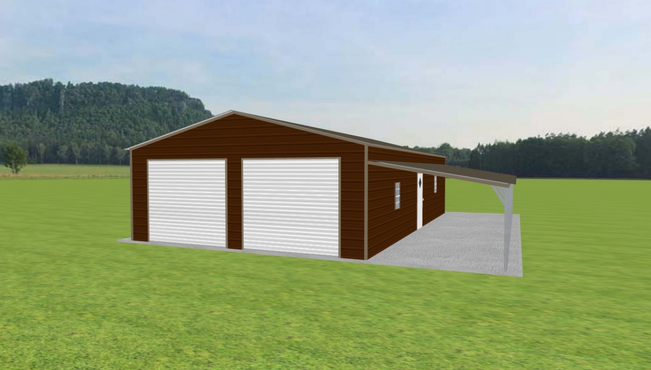 2 Car Garage with Lean To 24 x 40 x 9 — photo 1